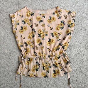 LOFT Floral Blouse - Pink and Yellow